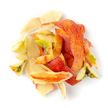 Das Bild zeigt auf weißem Hintergrund: Apfeltrester