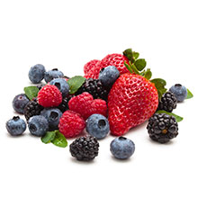 Das Bild zeigt auf weißem Hintergrund: Beeren