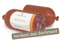 DOGLICIOUS -Alleinfuttermittel für Hunde mit Rind und Huhn - Sparpackung - 6 x Wurst à 400 g