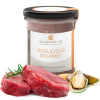 DOGLICIOUS GOURMET - Premium Nassfutter für Hunde mit Rind & Grünlippmuschel - 6 x 300 g