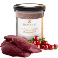DOGLICIOUS GOURMET - Premium Nassfutter für Hunde mit Wild, Rind & Preiselbeeren - 6 x 300 g
