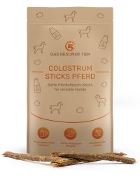 COLOSTRUM STICKS PFERD – Weiche Pferdefleisch-Sticks mit Colostrum – 150 g 